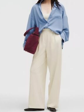 Relaxed Wide-Leg Cream Trousers